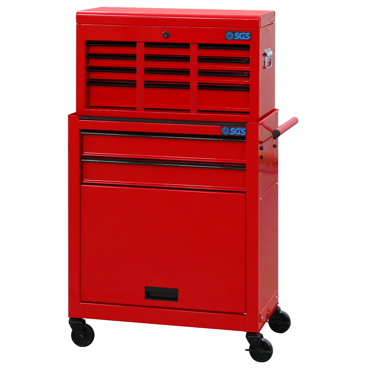 SGS Mechanics 8 Drawer Tool Box Chest & Roller Cabinet | Red